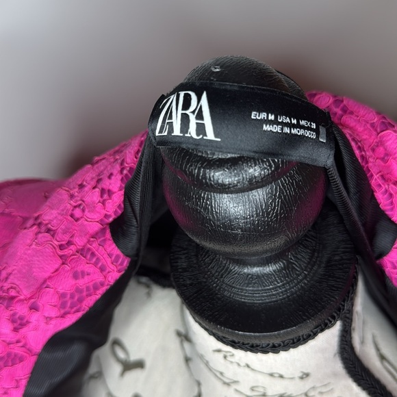 ZARA Tailored Lace Floral Blazer | Fuchsia | M - Picture 8 of 15